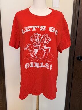 PINK Victoria's Secret Red Graphic 'Let's Go Girls!' Tee